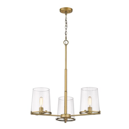 Z-Lite Callista 3 Light Chandelier, Rubbed Brass & Clear 3032-3RB